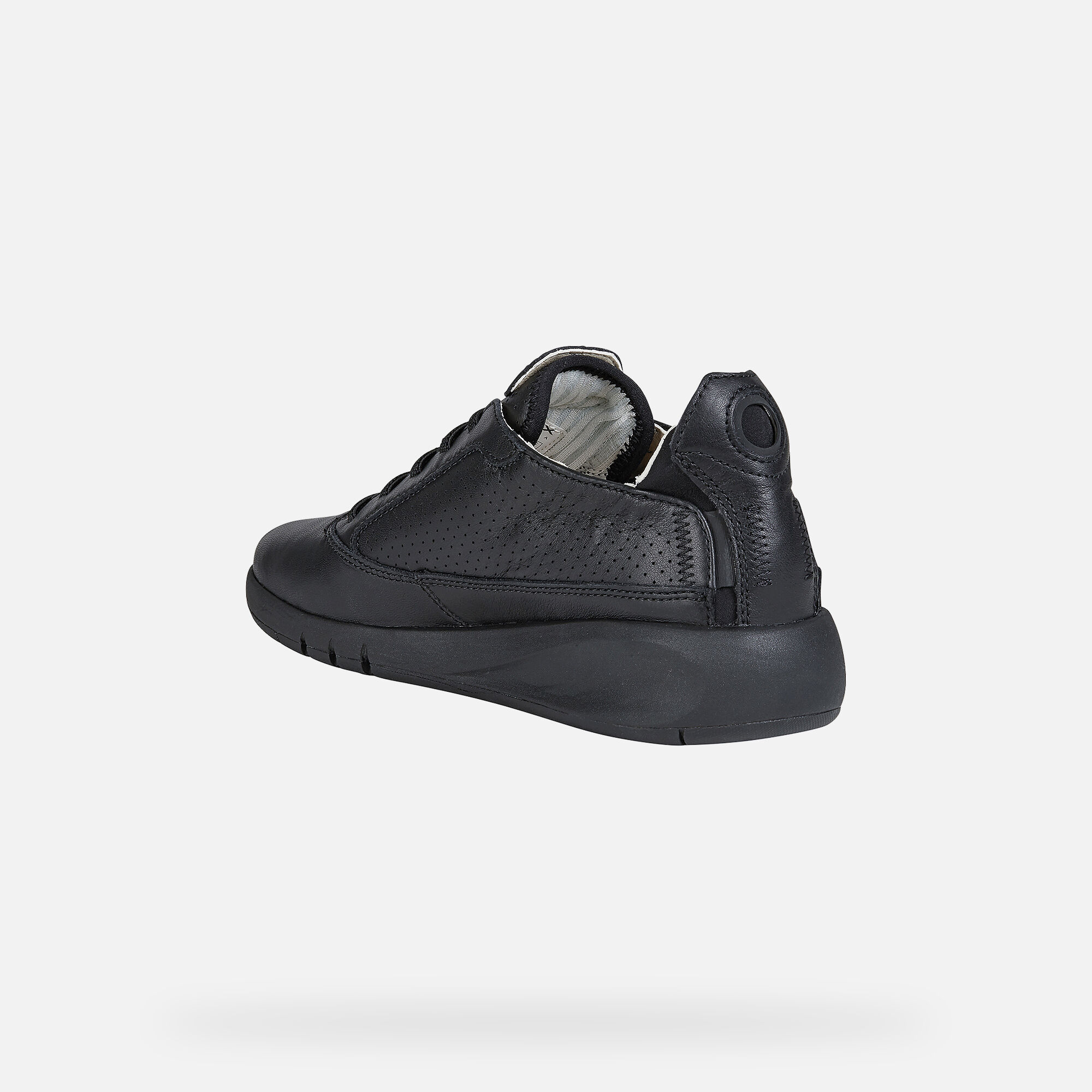 geox black leather trainers