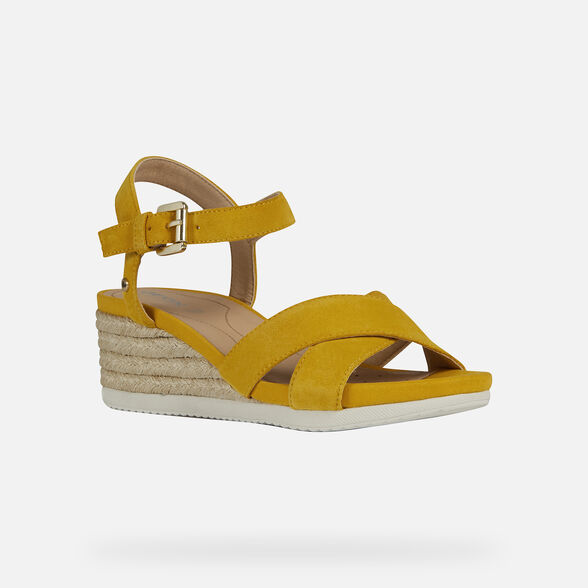 Geox® ISCHIA CORDA Woman Yellow Sandals | Geox® 2021