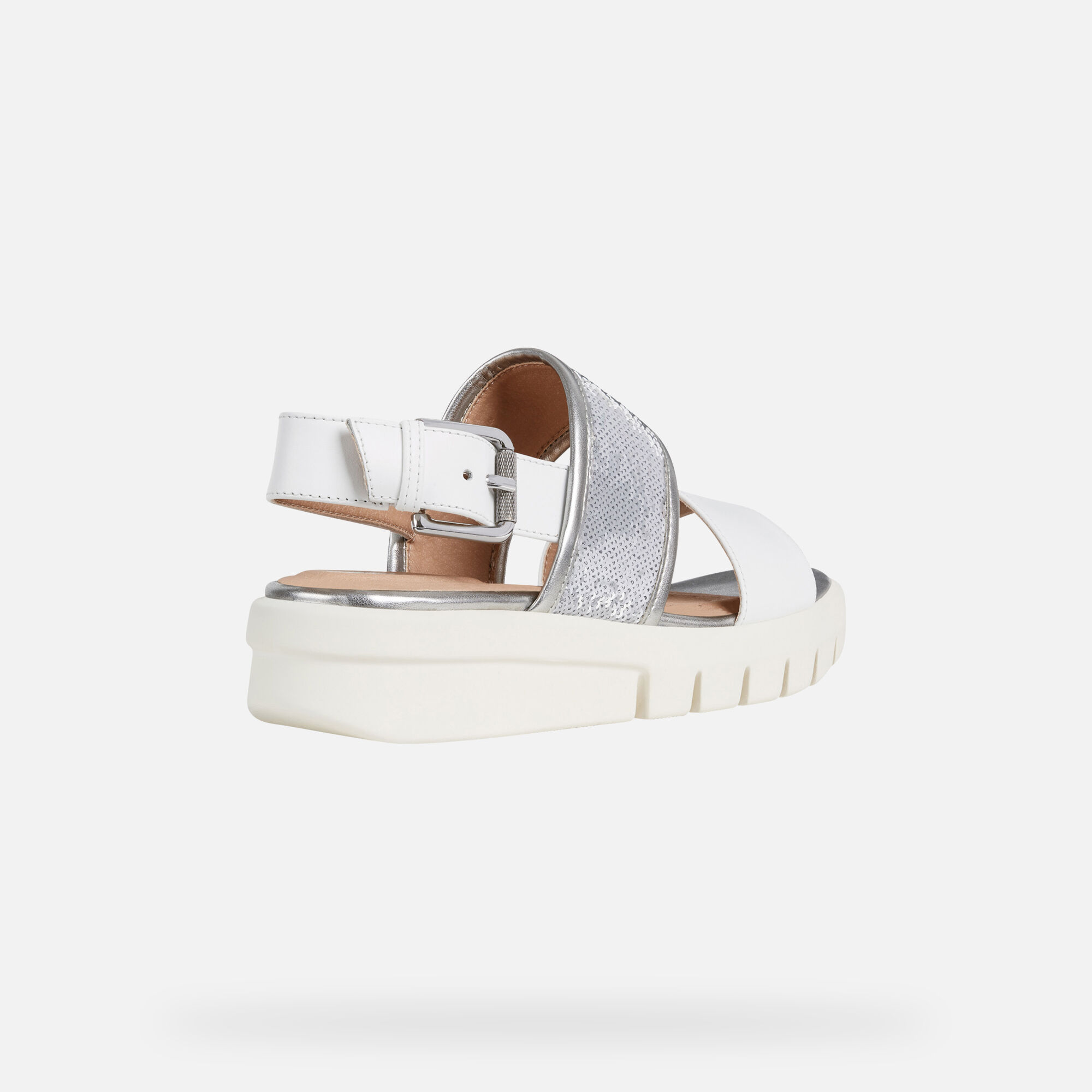 Geox D WIMBLEY SANDAL: White and Silver 
