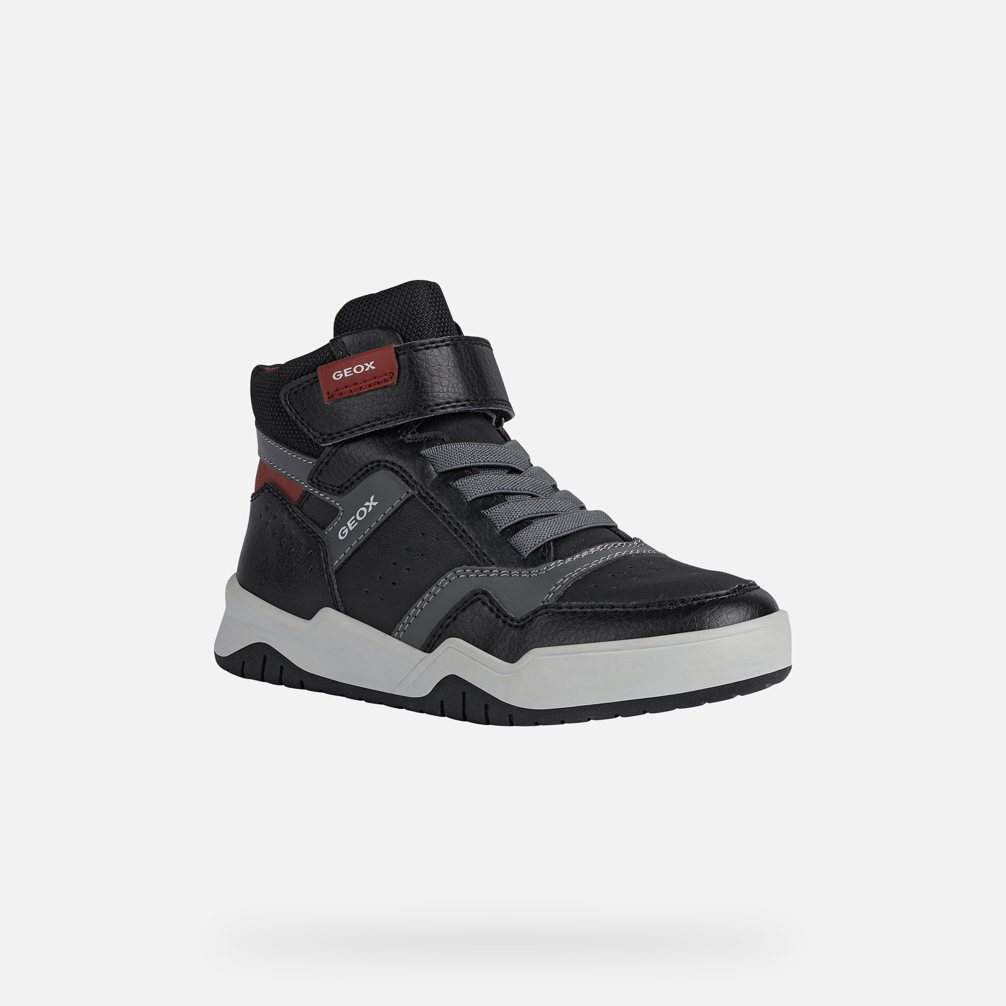 Geox® PERTH Junior Boy: Black and Dark Red Sneakers | Geox®
