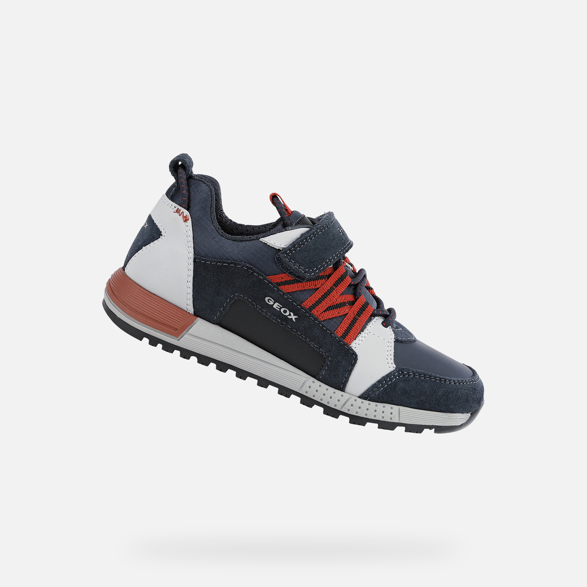 Geox® ALBEN Junior Boy: Navy blue and Red Sneakers | Geox®