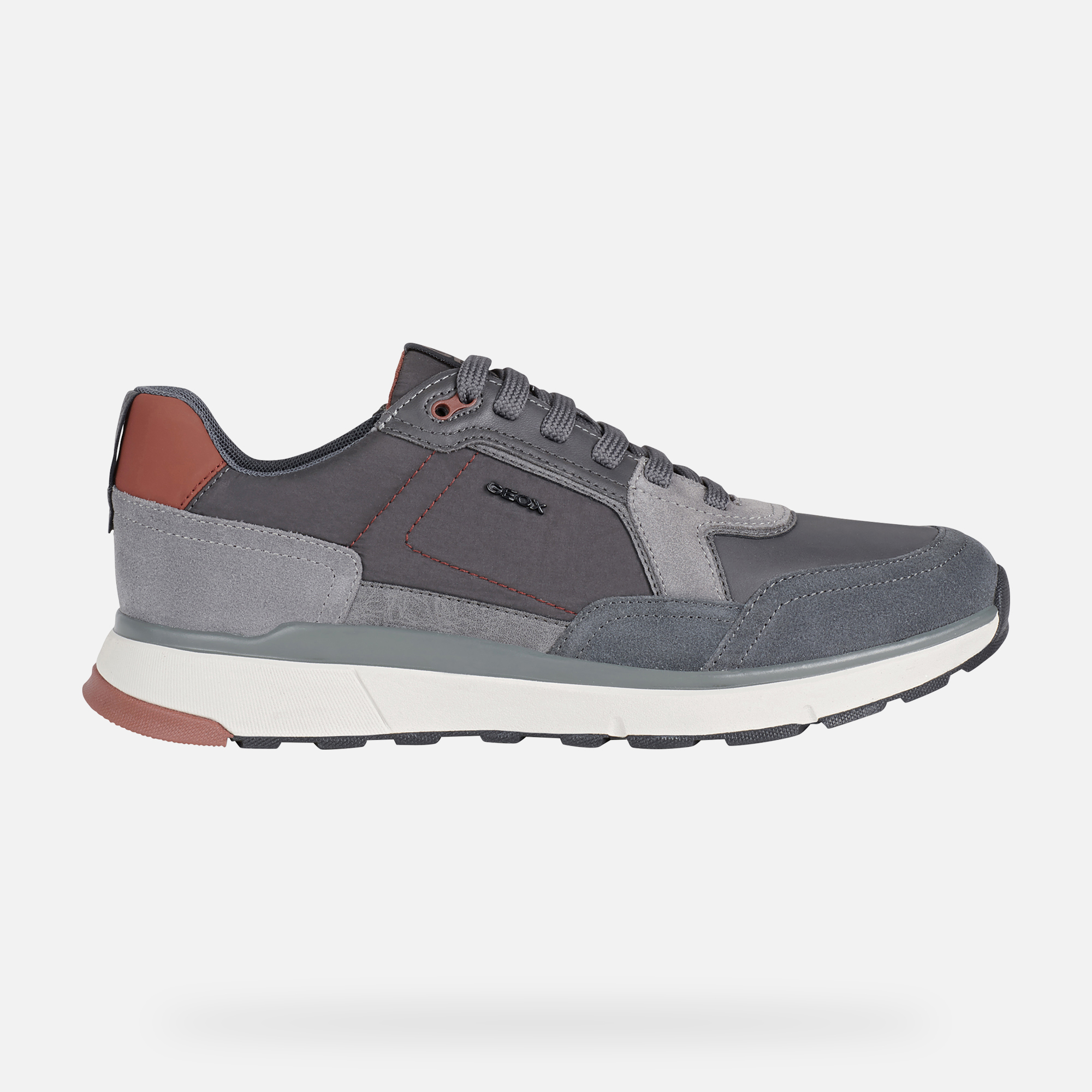 Geox® DOLOMIA Man: Anthracite and Dark Red Sneakers | FW21 Geox®