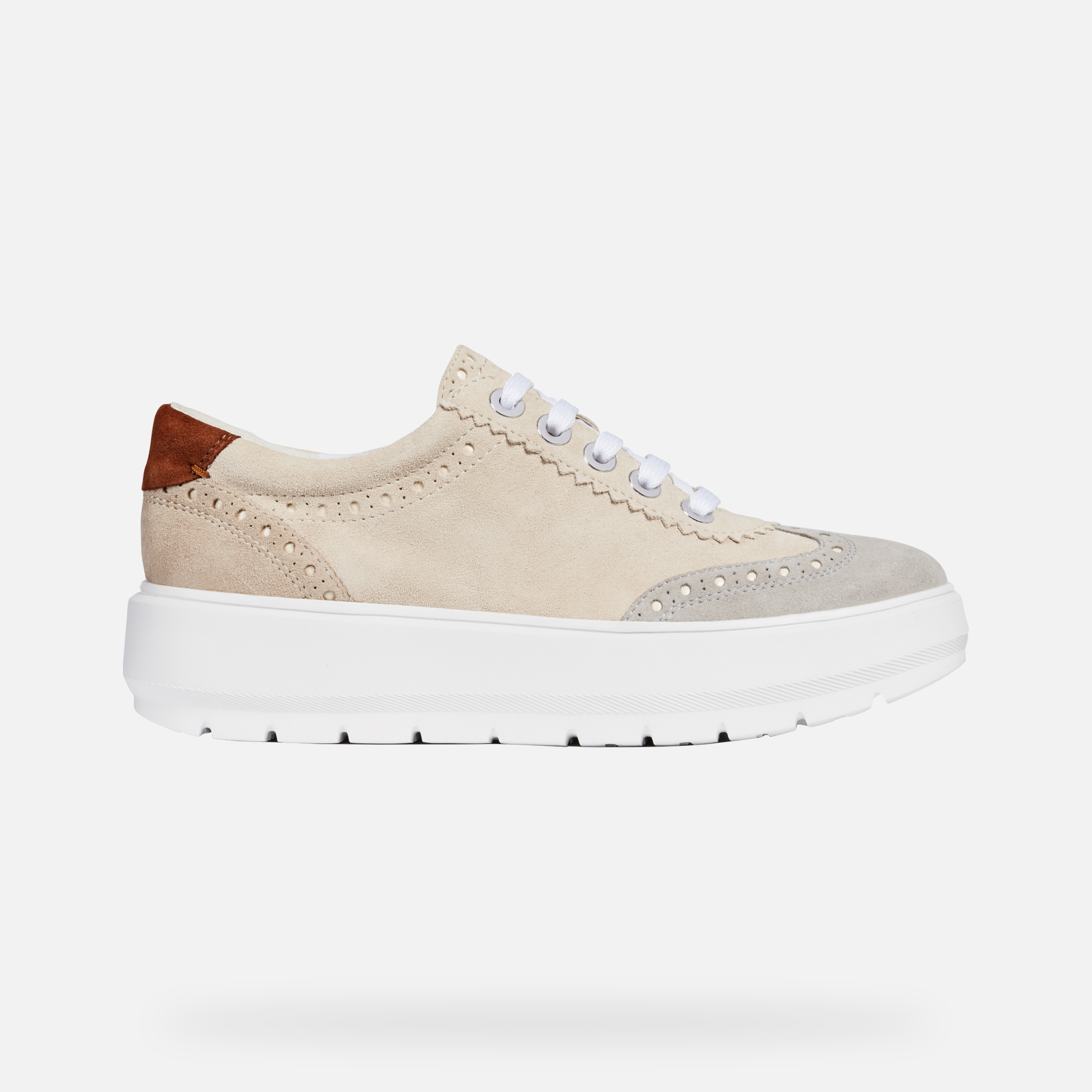 Geox D KAULA: Cream and Light Grey Woman Sneakers | SS19